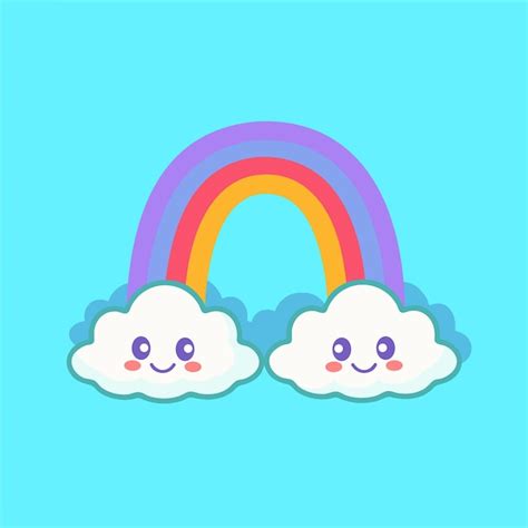Premium Vector Rainbow Clouds Vector Illustration Cartoon Cute Characters