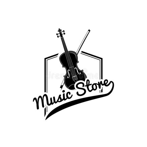 Violin Bow Music Store Logo Label Emble Musical Instrument Vector