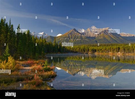 Herbert Lake In Autumn Banff National Park Alberta Canada Stock