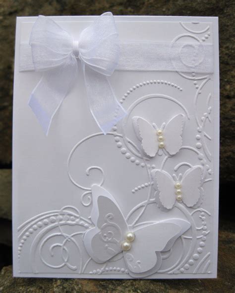 White On White Wedding Cards Handmade Cards Handmade Embossed Cards