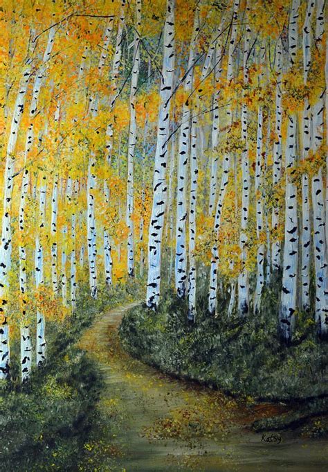 Aspens Painting Aspen Birch Trees Eyes Of The Forest By Kathy