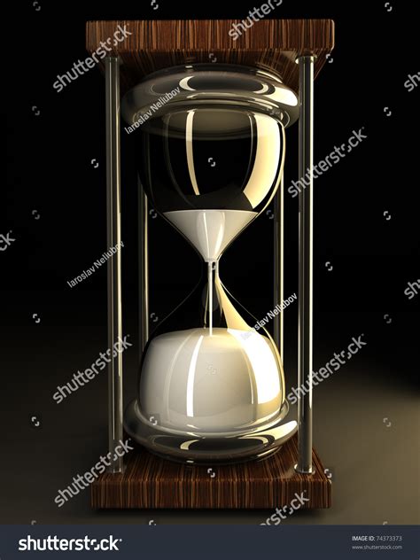 Closeup Of Hourglass In Warm On Black Background 3d Render Stock Photo