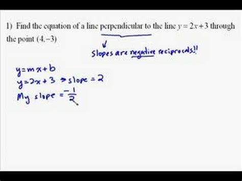 How do i do the same thing for a line in the general equation form? A15.12 Find the equation of a perpendicular line - YouTube