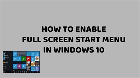 How To Enable Full Screen Start Menu In Windows 10 Tech Tutorial