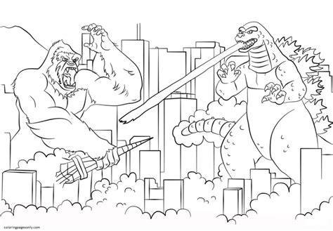 King Kong Vs Godzilla Coloring Page Free Printable Coloring Pages