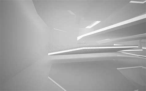 Abstract White Interior Of The Future With Neon Lighting 3d