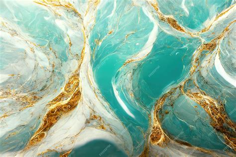 Premium Photo Turquoise And Gold 3d Marble Wallpaper