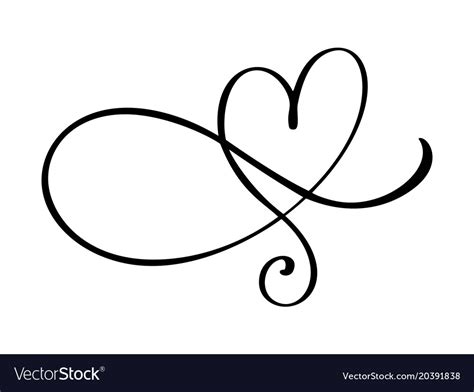 Heart Love Flourish Sign Romantic Symbol Linked Vector Image