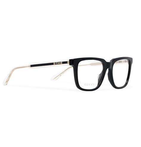 gucci square frame acetate and gold tone optical glasses black gucci