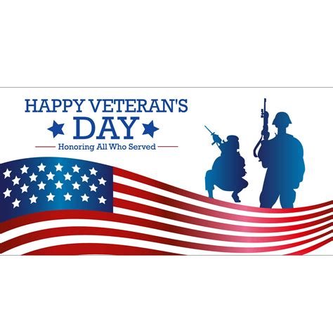 Happy Veterans Day Honoring All Who Served Military Day Decor Banner