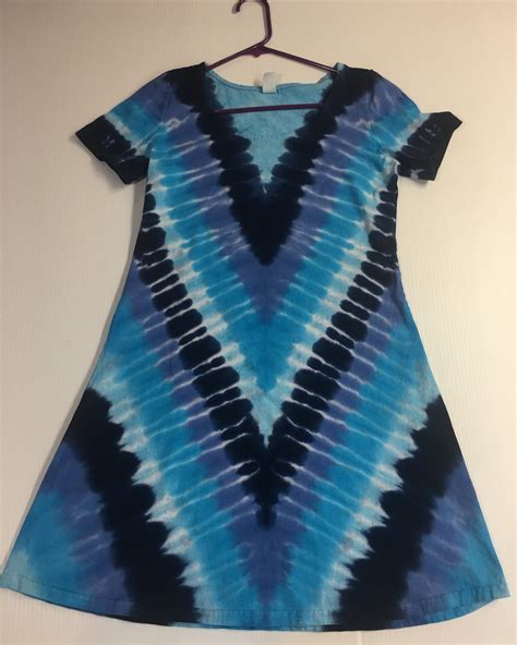 Tie Dyed Dress Blue V All Sizes