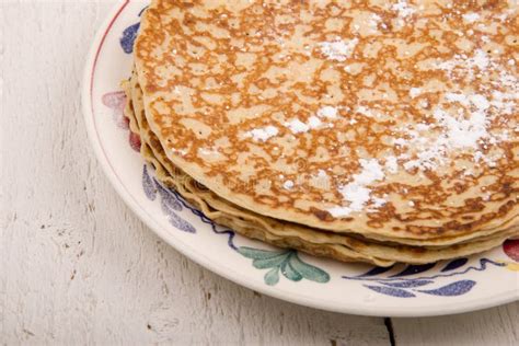 Pancake With Powdered Sugar Stock Photo Image Of Baked Meal 49670158
