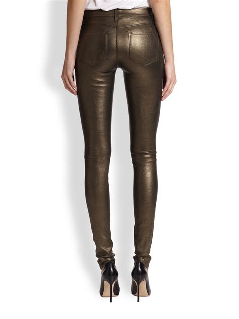 J Brand Metallic Leather Skinny Jeans In Metallic Lyst