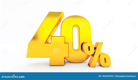 Golden Forty 40 Percent On White Background 40 Percent Stock