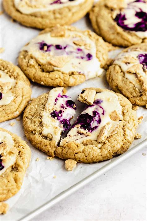 Blueberry Cream Cheese Cookies Soft Chewy Flouring Kitchen