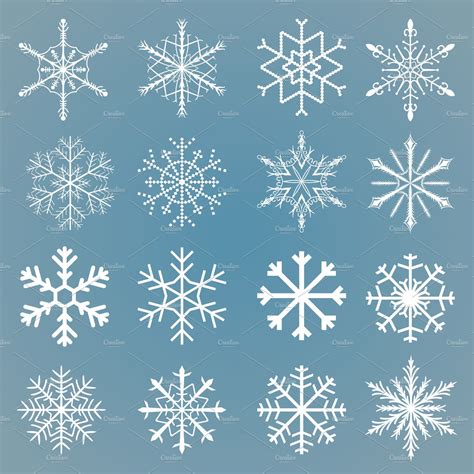 Vector Snowflakes Set Custom Designed Graphic Objects Creative Market