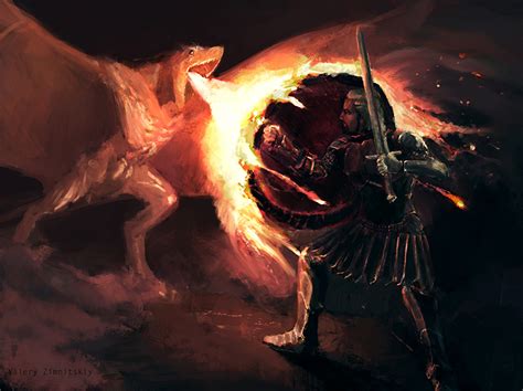 Picture Dragon Swords Shield Fantasy Flame Battles