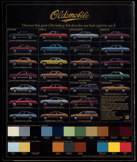 Oldsmobile Brochure Cutlass Supreme Salon Cruiser Omega Starfire