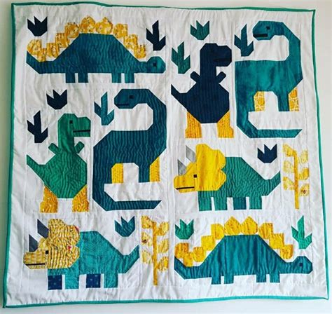 Dinosaurs Small Quilt Kit Featuring Paintbox By Elizabeth Hartman For Robert Kaufman Baby Quilt