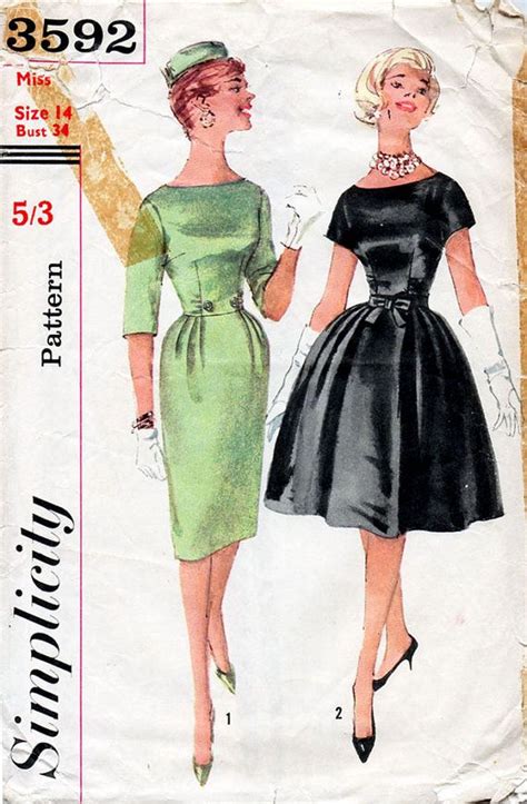 1960s Full Or Slim Skirted Cocktail Dress Pattern Simplicity Etsy Cocktail Dress Patterns