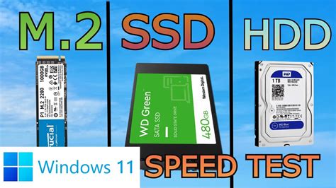 M2 Nvme Vs Ssd Vs Hdd Speed Test Windows11 Windows11 Youtube