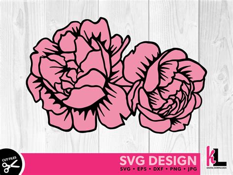 Peony SVG Layered Flower SVG Peony Vector Wedding Peonies | Etsy