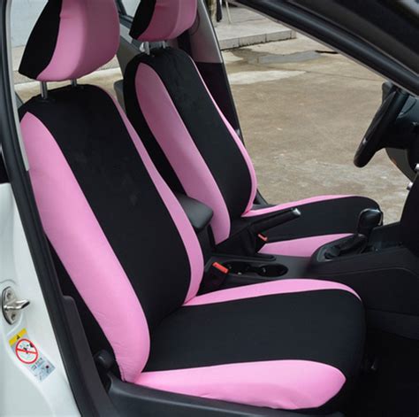 polyester fabric universal car seat covers for women full set pink butterfly embroidery