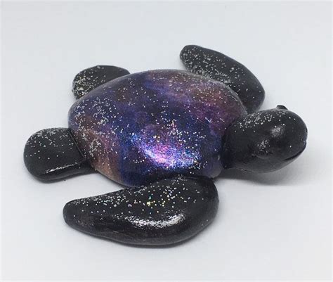 Galaxy Sea Turtle Sculpture Polymer Clay Animal Miniature Etsy
