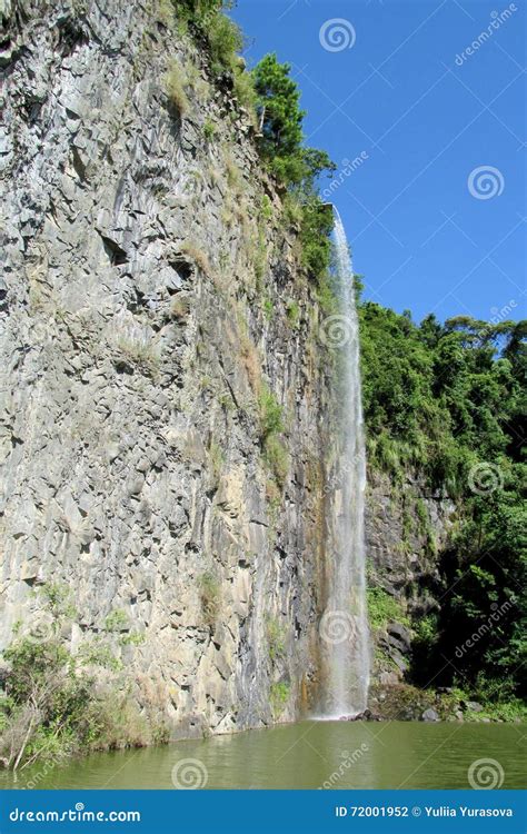 Beautiful Narrow Waterfall Stock Photo Image Of Area 72001952