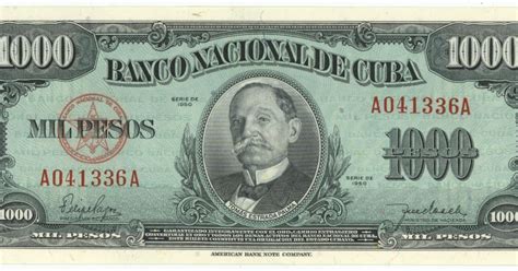 The first series of notes, originally issued in . Cuban banknotes Silver Certificate 1000 Pesos note of 1950 ...