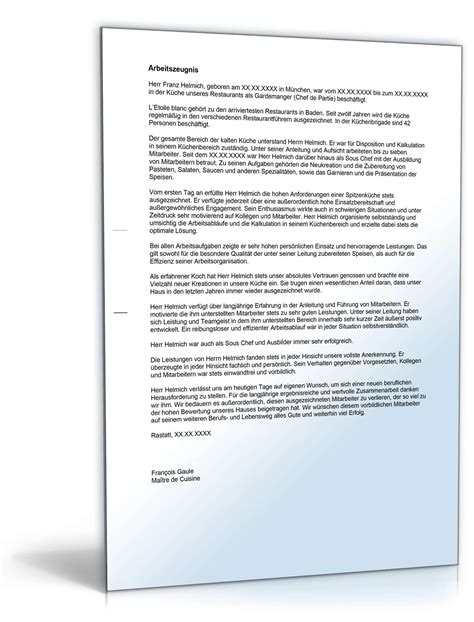 Arbeitszeugnis Chefkoch Note Eins | Vorlage zum Download