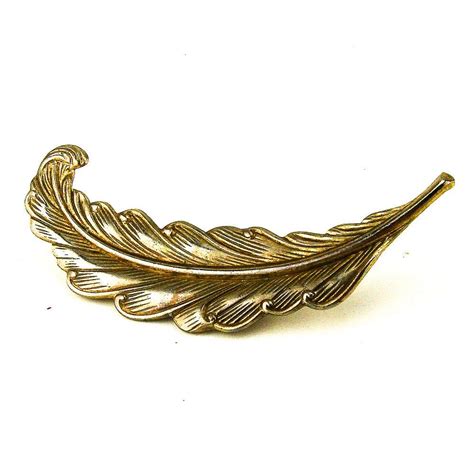 Gold Feather Brooch Vintage Lapel Pin Metal Etsyme2dutuvx