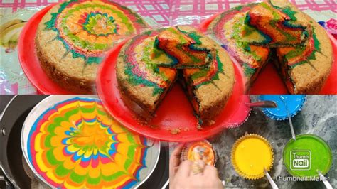 Eggless Rainbow Marble Cake Without Ovenrainbow Marble Cake In Vanilla