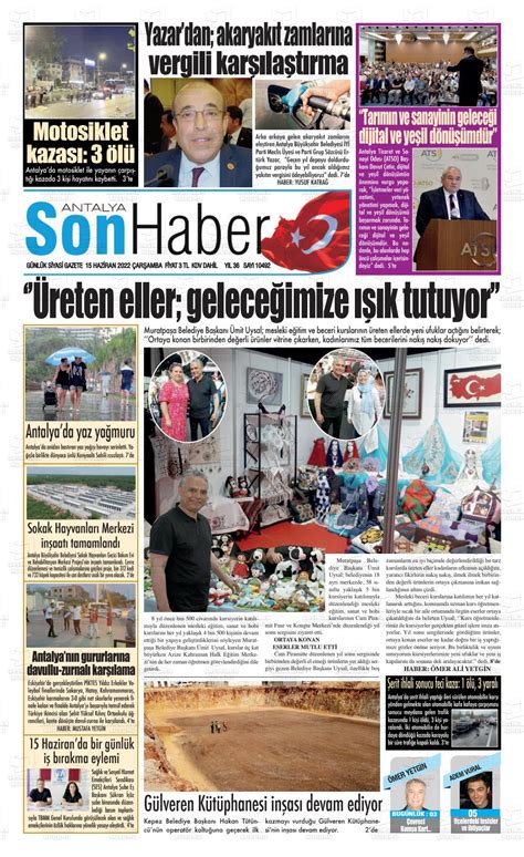 15 Haziran 2022 tarihli Antalya Son Haber Gazete Manşetleri