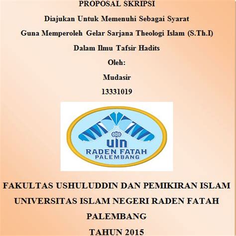 Proposal skripsi dapat diajukan ke dalam forum ujian setelah kedua dosen pembimbing menyetujuinya. Sekolah kita: Proposal Skripsi ( PUASA NABI DAUD DALAM KAJIAN TEMATIK HADITS BUKHORI DAN MUSLIM )