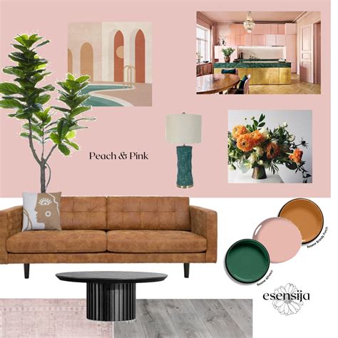 Peach And Pink Lounge Interior Design Mood Board By Esensija Style