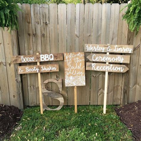Reclaimed Wood Wedding Sign Wedding Stake Signs Personalized