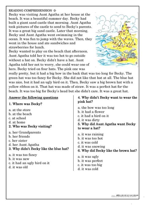 Free Printable Reading Comprehension Worksheets For Adults Printable