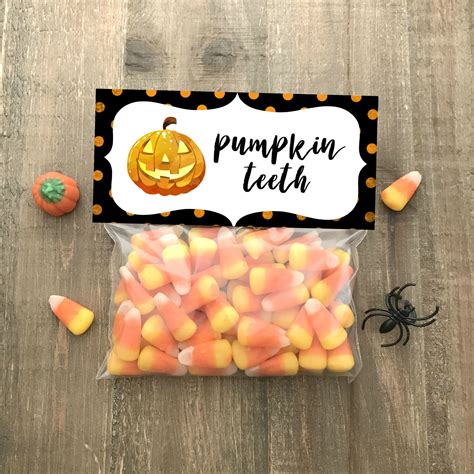 Pumpkin Teeth Halloween Bag Topper Candy Corn Treat Bag Top Etsy