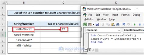Excel Vba Count Characters In Cell 5 Methods Exceldemy