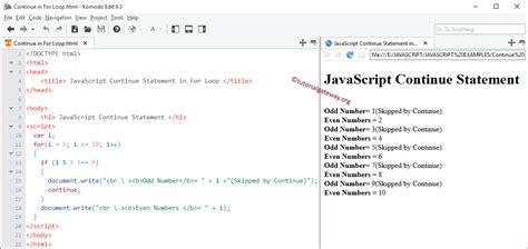 3 example of js while loop with an array. JavaScript Continue Statement