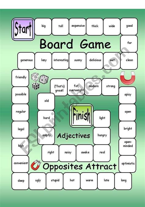 with this board game learners will revise or enhance vocabulary in an enjoyable way adjectives