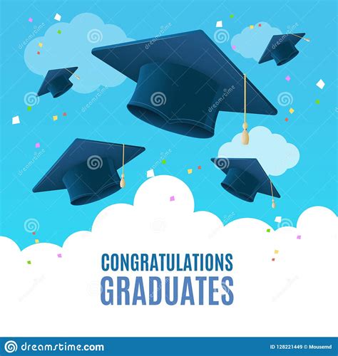 Realistic Detailed 3d Congratulation Graduates Placard Banner Card
