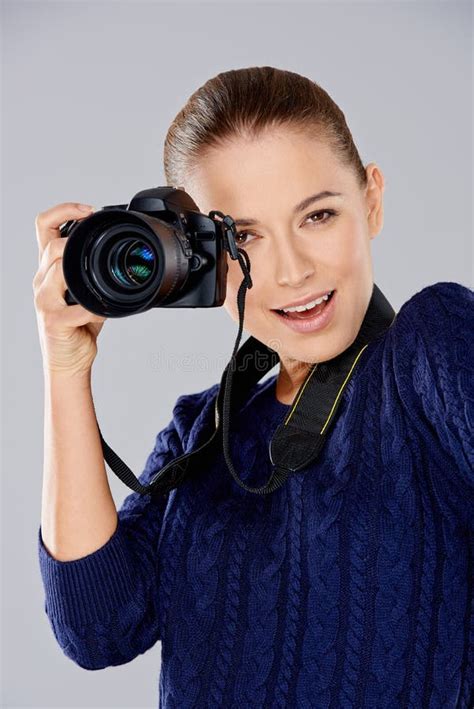 Female Photographer Taking A Photo Stock Image Image Of Adult Studio