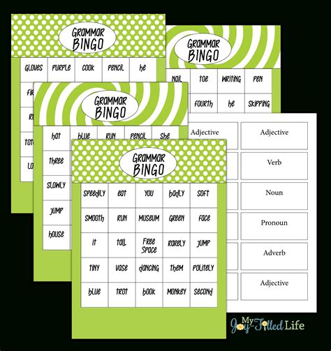 Free Printable Parts Of Speech Bingo Free Printable