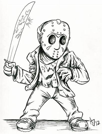 Jason Coloring Pages Voorhees Drawing Cartoon Mask