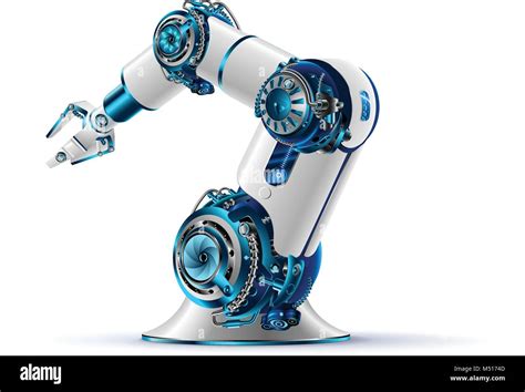 Bras Robotique 3d Sur Fond Blanc La Main Mécanique Robot Manipulateur Industriel La