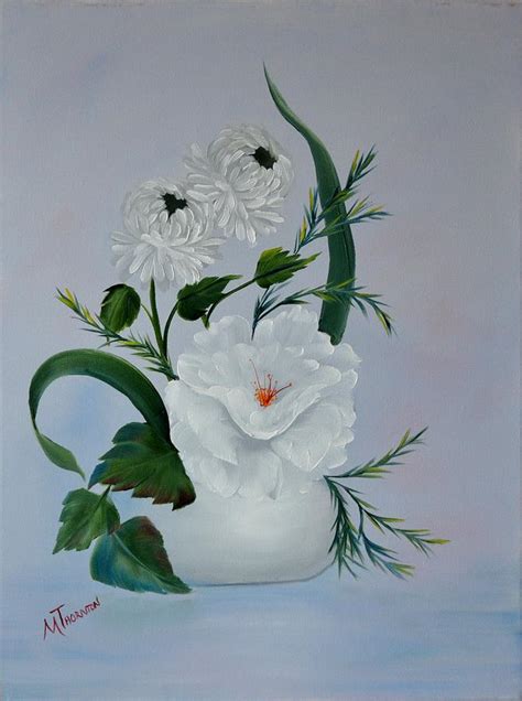 Choose your favorite flower paintings from 412,823 available designs. White Flowers In White Vase 2 Painting by Marsha Thornton