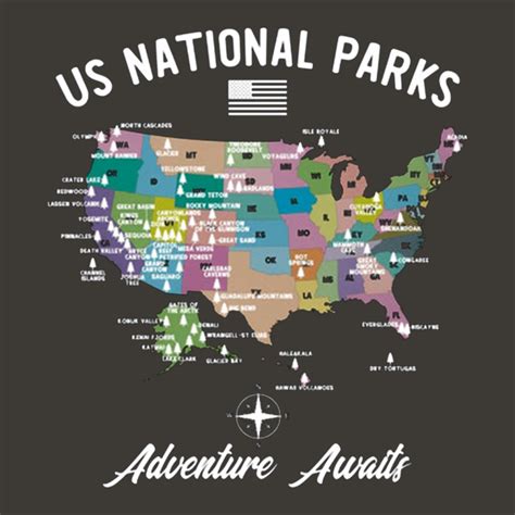 Custom Us National Parks Map National Park Us National Parks Map Art