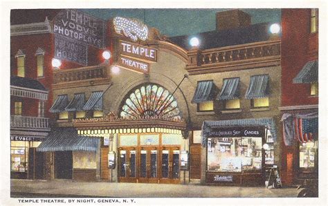 Temple Theater By Night Geneva Ny Geneva Temple Vintage Movie Theater